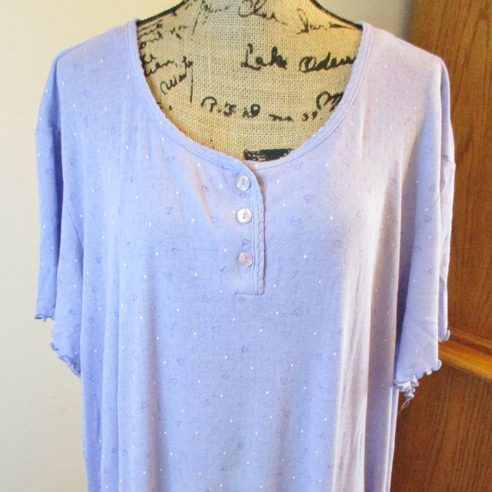Moments Intimates Women's Vintage Nightgown, Lavender, Sparkles, Plus Size 1X
